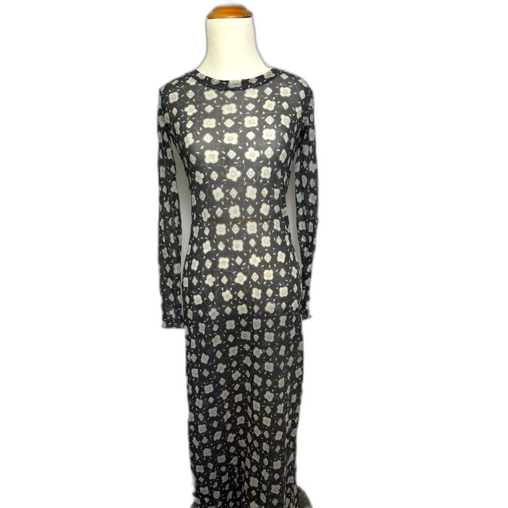 Necessary Objects y2k Sheer Maxi Dress witchy goth fall geometric small grunge